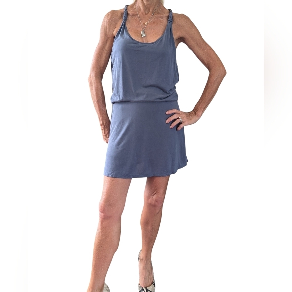 Free People Blue Backless Draped Mini Dress XS Urban Outfitters Soft Modal